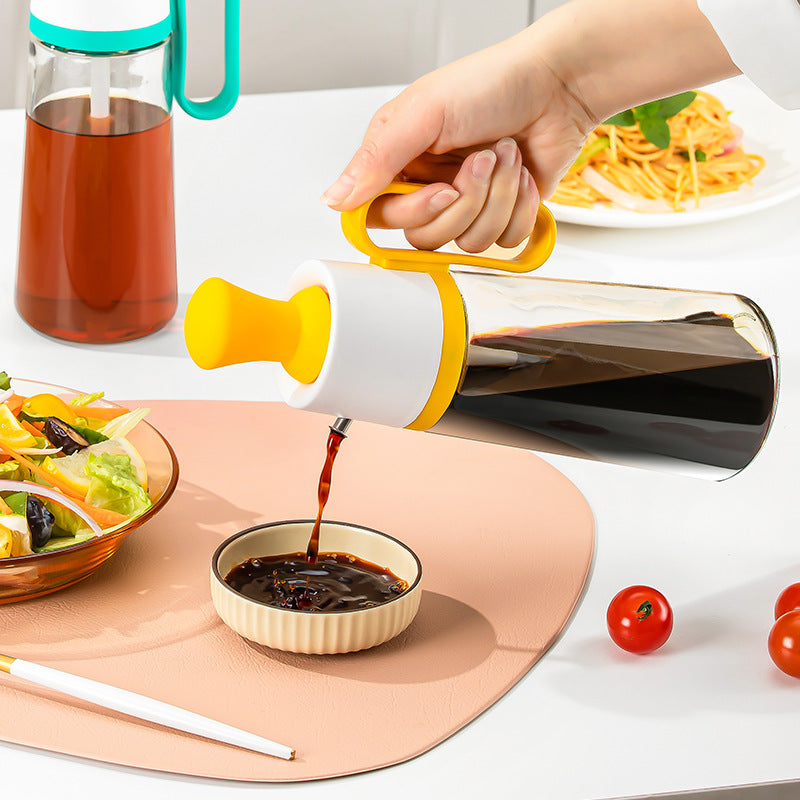 2 in 1 Oil Dispenser with Silicon Brush BBQ Oil Spray Glass Bottle Silicone for Barbecue Cooking Seasoning Bottle Kitchen Gadgets