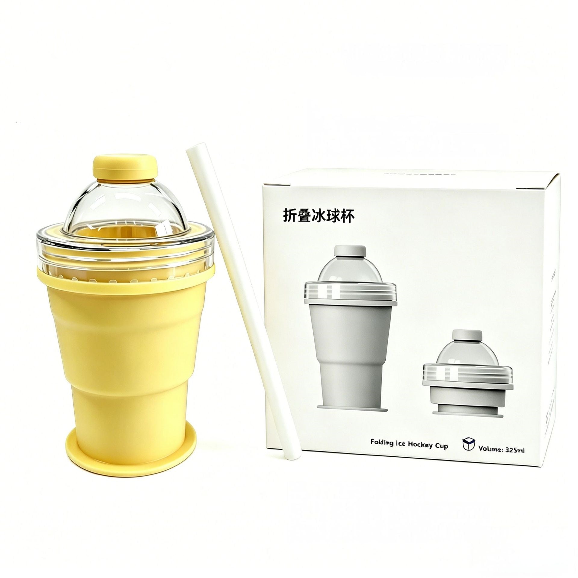 Foldable Ice Ball Cup Ice Mold and Water Bottle 2In1 Silicone Portable Ice Making Cup for Coffee Juice Drinks