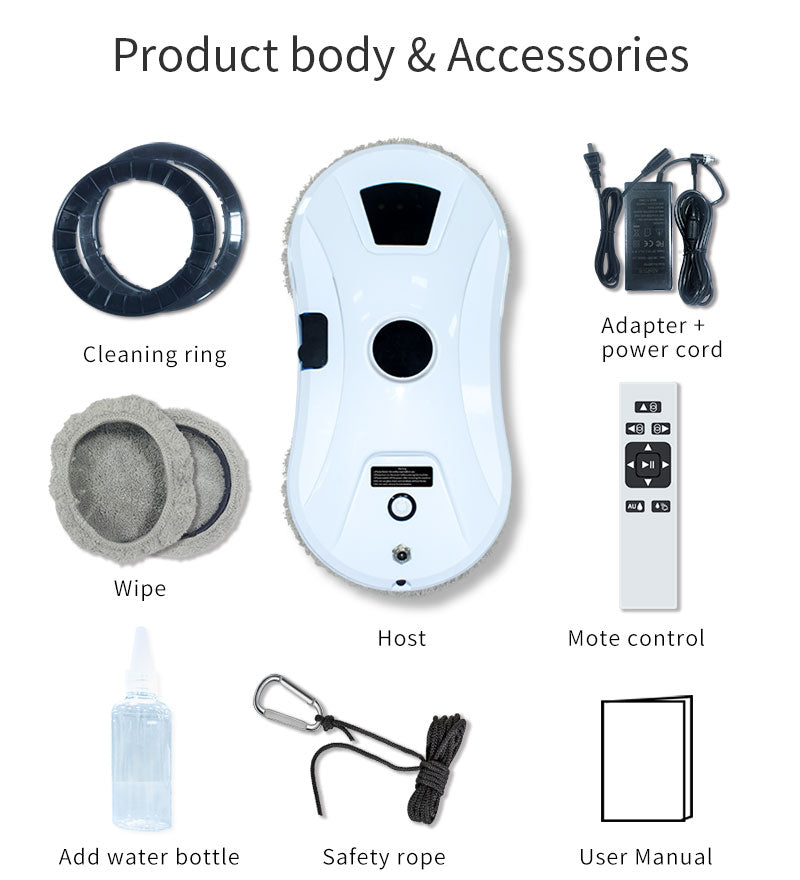 Automated Window Cleaning Robot with Remote Control and Integrated Water Spray for Glass, Tiles, and Doors