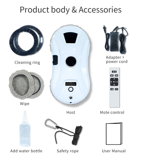 Automated Window Cleaning Robot with Remote Control and Integrated Water Spray for Glass, Tiles, and Doors