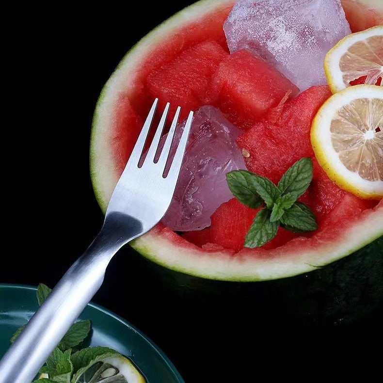 2 in 1 Watermelon Fork Slicer Multi-Purpose Stainless Steel Watermelon Slicer Cutter Kitchen Fruit Cutting Fork Fruit Divider Kitchen Gadgets