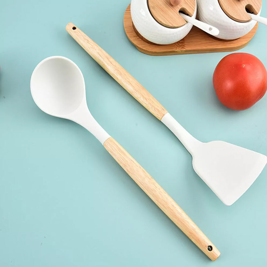 19Pcs Set Non-Stick Silicone Kitchen Utensil Spatula Spoon Cooking Cookware Gift
